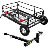 MaxxHal Hitch-N-Roll 2-in-1 Cargo Carrier &amp; Push Cart - 400 lb Capacity Hitch Mount Steel Basket with 10" Flat Free Tires - Foldable Utility Rack for SUV, Truck, Camping &amp; Ranch (50243)
