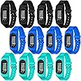 Geyoga 12 Pcs Pedometer Watch Silicone Steps Tracker Running Bracelet Ankle Step Counter for Calorie Burning and Mile Tracking