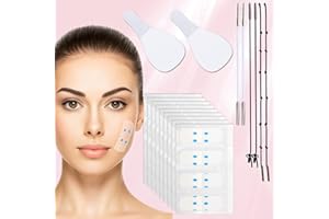 Penitue 160pcs Face Neck Lift Tape with String, Silicone Anti Wrinkle Facial Patches Invisible Face Lifter Strips V-Shaped Co