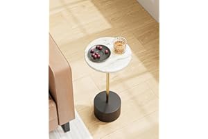 AEPOALUA Drink Table Pedestal, Round Side Table, Drink Tables for Small Spaces, Pedestal End Table, Small Pedestal Table (Black Gold)