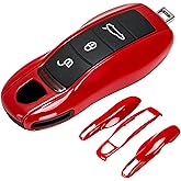 AeroBon 3-Piece Painted Key Cover Key Fob Shell Compatible with Porsche Key Shell Replacement (MK1, Red)