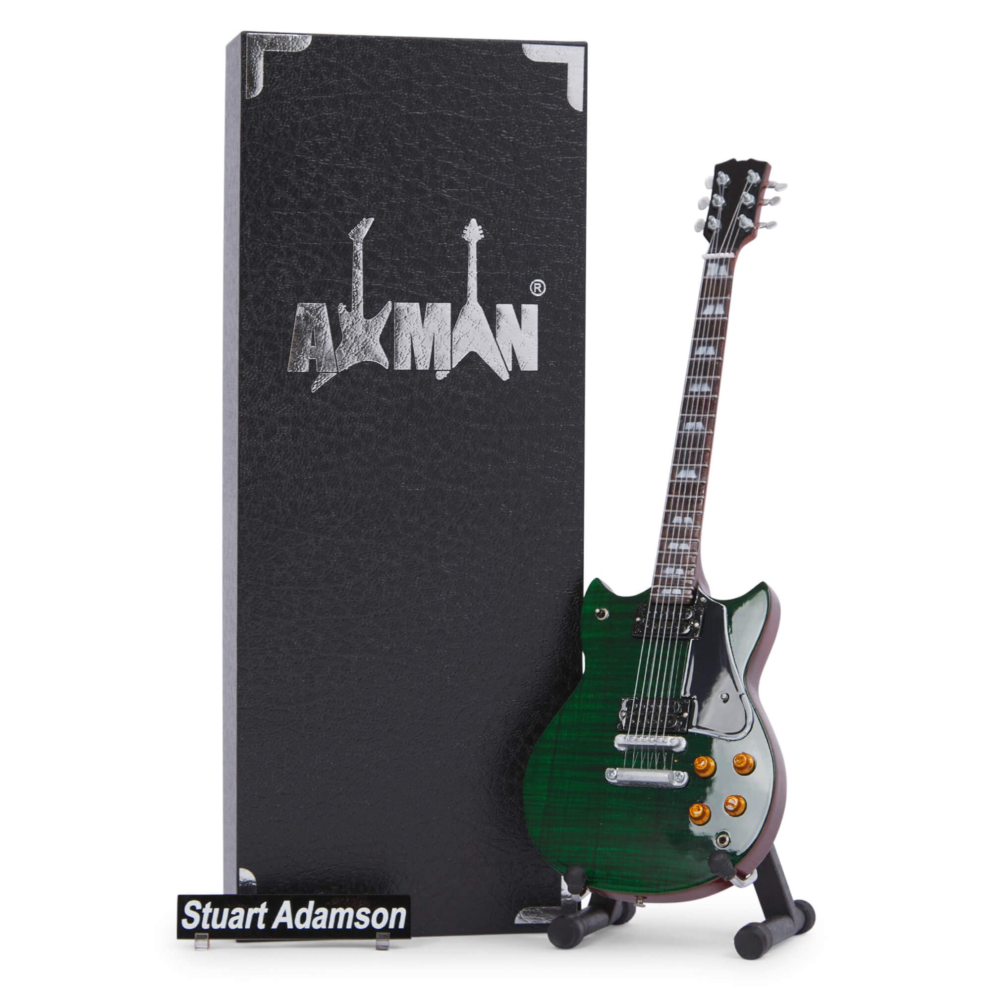 Axman Stuart Adamson Miniature Guitar Replica - Music Gifts - Handmade Ornamental 1/4 Scale - Display Box, Name Tag and Miniature Guitar Stand Included