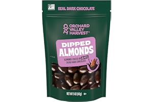 ORCHARD VALLEY HARVEST Dark Chocolate Dipped Whole California Almonds 5 oz (Pack of 1), Gluten Free, Non-GMO, Stand Up Bag, No Artificial Colors, Flavors or Preservatives, On-The-Go Snack For The Whole Family