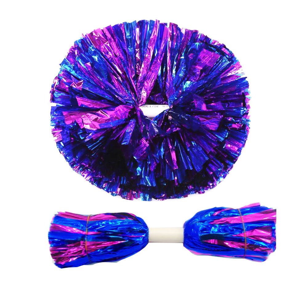 thefancypumpkin 14.96 Inch Team Sports Cheerleading Poms Middle Handle Pompoms 2 PCS-Rose+Blue