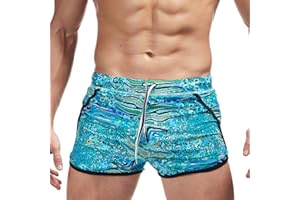 AIMPACT Mens Short Swim Trunks Quick Dry Beach Board Shorts 80s 90s Summer Vintage Swimwear with Lining Swimming Suits