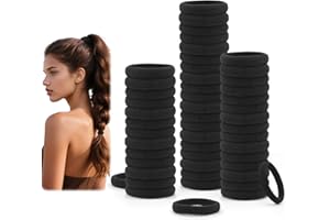 Dreamlover Black Hair Ties for Women Thick Hair, 50 Pieces Hair Elastics for Women No Damage, Elastic Hair Ties for Different