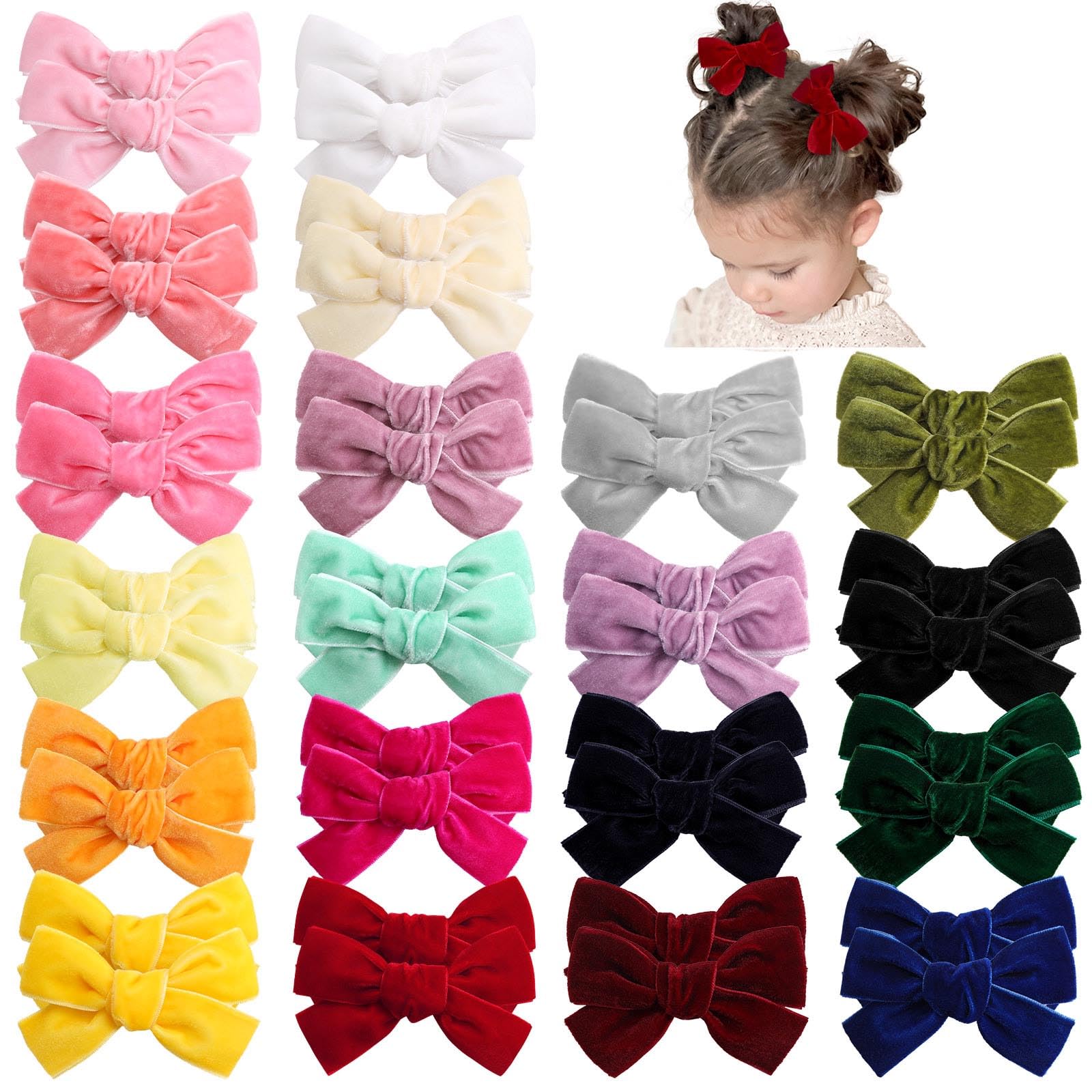 Photo 1 of Oaoleer 40Pcs 3.5Inch Hair Bows for Toddler Girls, Velvet Neutral Pigtail Bows Alligator Clips Hair Barrettes Accessories for Baby Little Girls Kids in Pairs