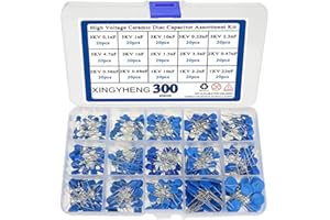 XINGYHENG 300pcs 15Values High Voltage Ceramic Disc Capacitor Assortment Kit (1KV 2KV and 3KV) (Capacitor Range : 0.1nF~22nF)