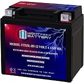 Mighty Max Battery YTX5L-BS -12 Volt 4 AH, 80 CCA, Rechargeable Maintenance Free SLA AGM Motorcycle Battery