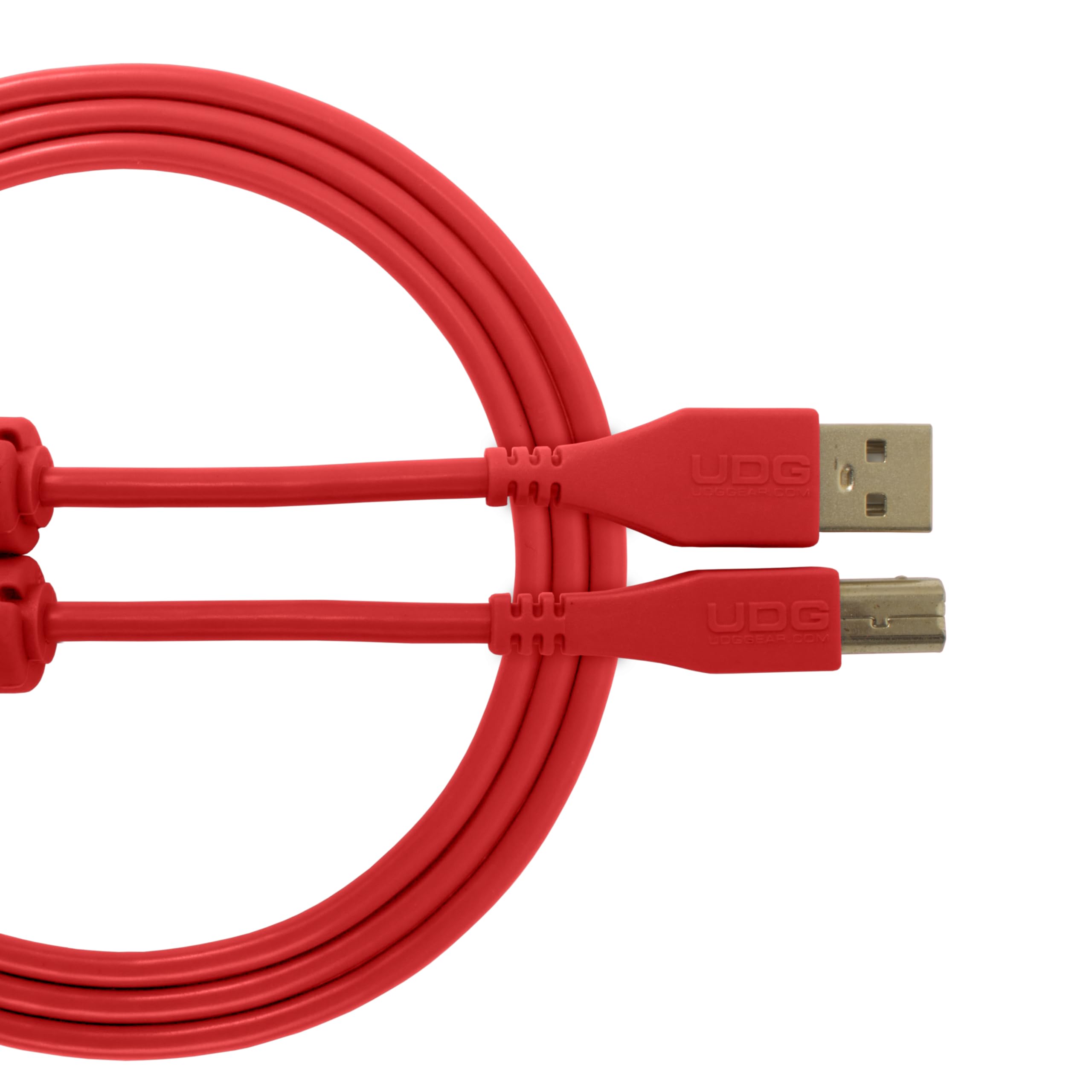 UDG U95002RD Cable USB 2.0 (A-B) - High-speed Audio Optimized USB 2.0 A-Male to B-Male cable, Red, 2M