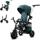 Kinderkraft EASYTWIST Tricycle for Kids, Toddlers, Trike 5-in-1, Green | Swivel seat 360&deg; rotation, Waterproof material with UPF50+ filter, Adjustable parent handle