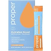 Proper Hydration Sticks &ndash; Electrolyte Powder Drink Mix Packets with Trace Minerals for Rapid Hydration &ndash; Naturally Flavored &ndash; No Artificial Sweeteners &ndash; Cucumber Melon 15 Servings