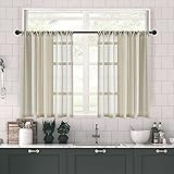 MRTREES Sheer Tier Curtains Beige Kitchen 36 inches