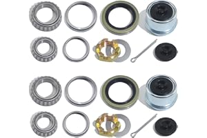 LUXTRKSTO 2Sets L68149 L44649 Trailer Hub Bearings Kit for 1-3/8'' to 1-1/16'' Tapered Axle, with Castle Nut Washer 171255TB/10-19 Grease Seal 1.98'' Dust Cap, Hub Bearing Kits for 3500lbs #84 Spindle