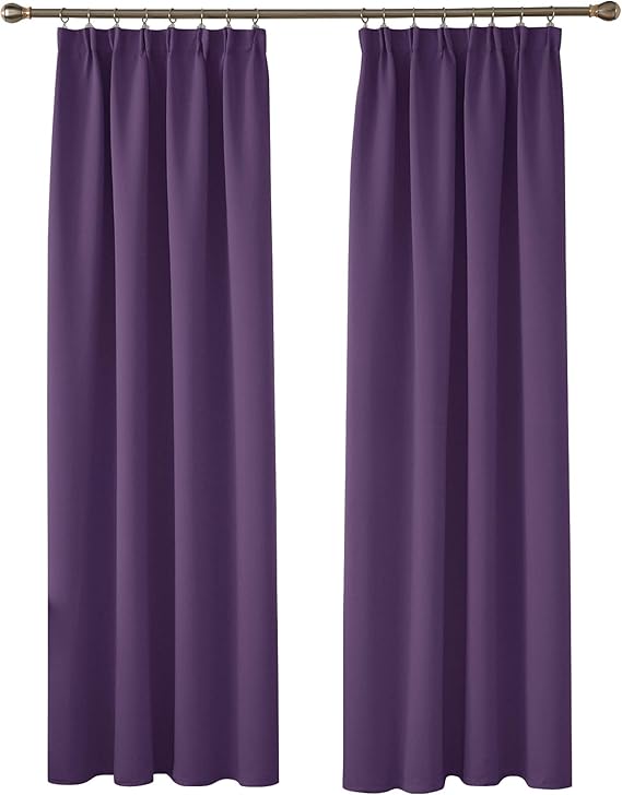 Deconovo Purple Curtains Thermal Insulated Pencil Pleated Blackout