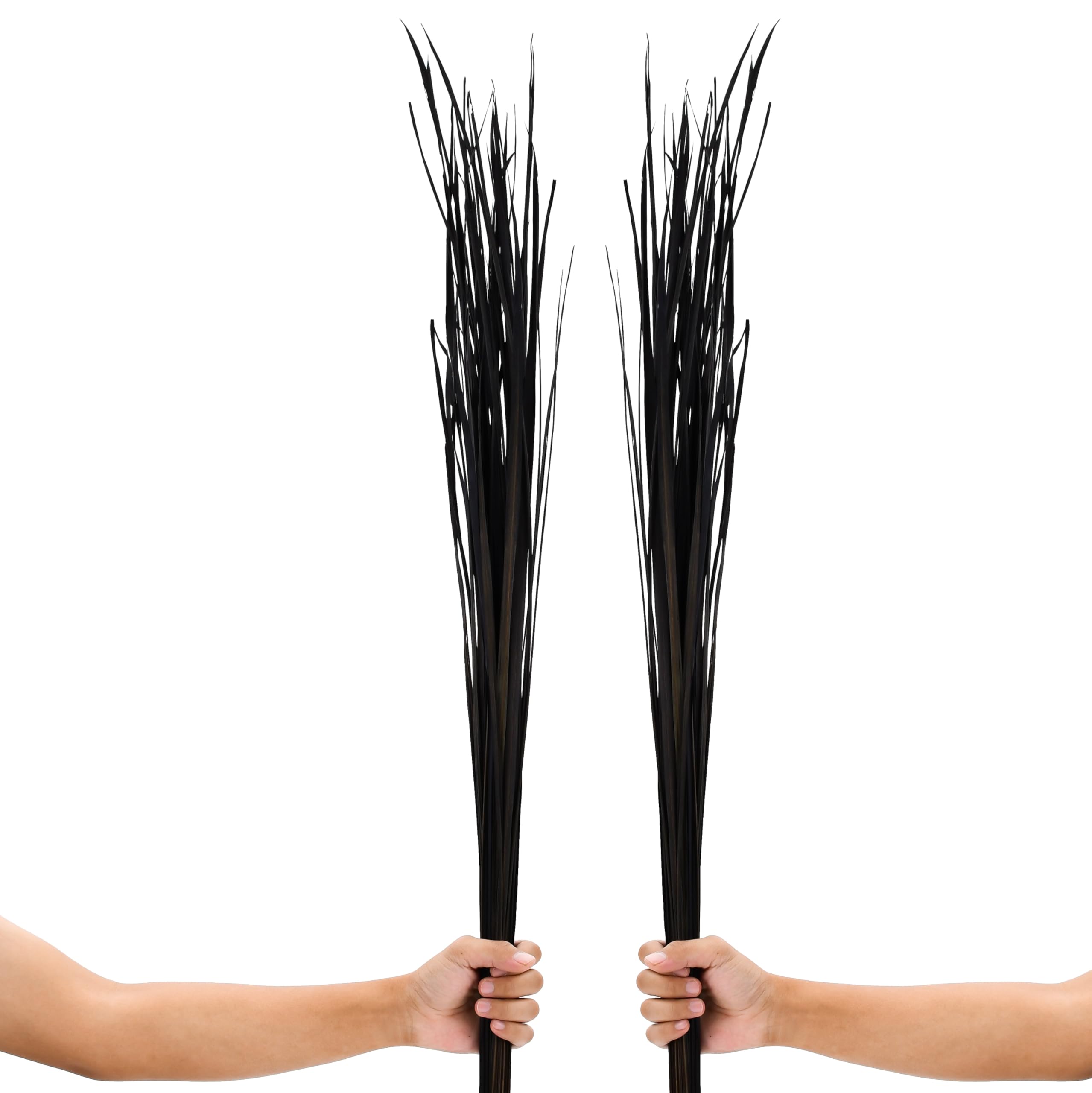 Leewadee Tall Vase Filler, Natural Grass Stems – 2 Bunches Of Colored Branches for Vases, Carefully Dried Twigs for Home and Bar Decoration, 115 cm, Black Brown