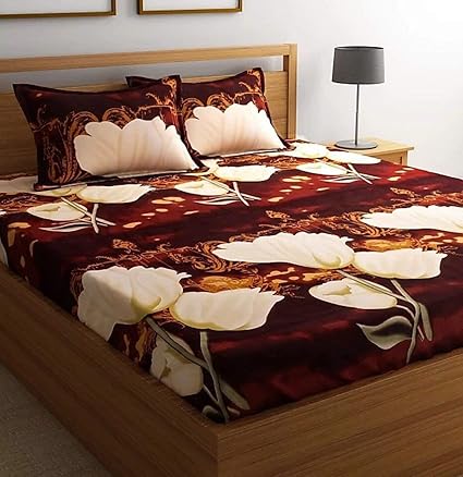 Urban Home Glace Cotton King Size Double Bedsheet,Set of 1 Bedsheet and 2 Pillow Covers