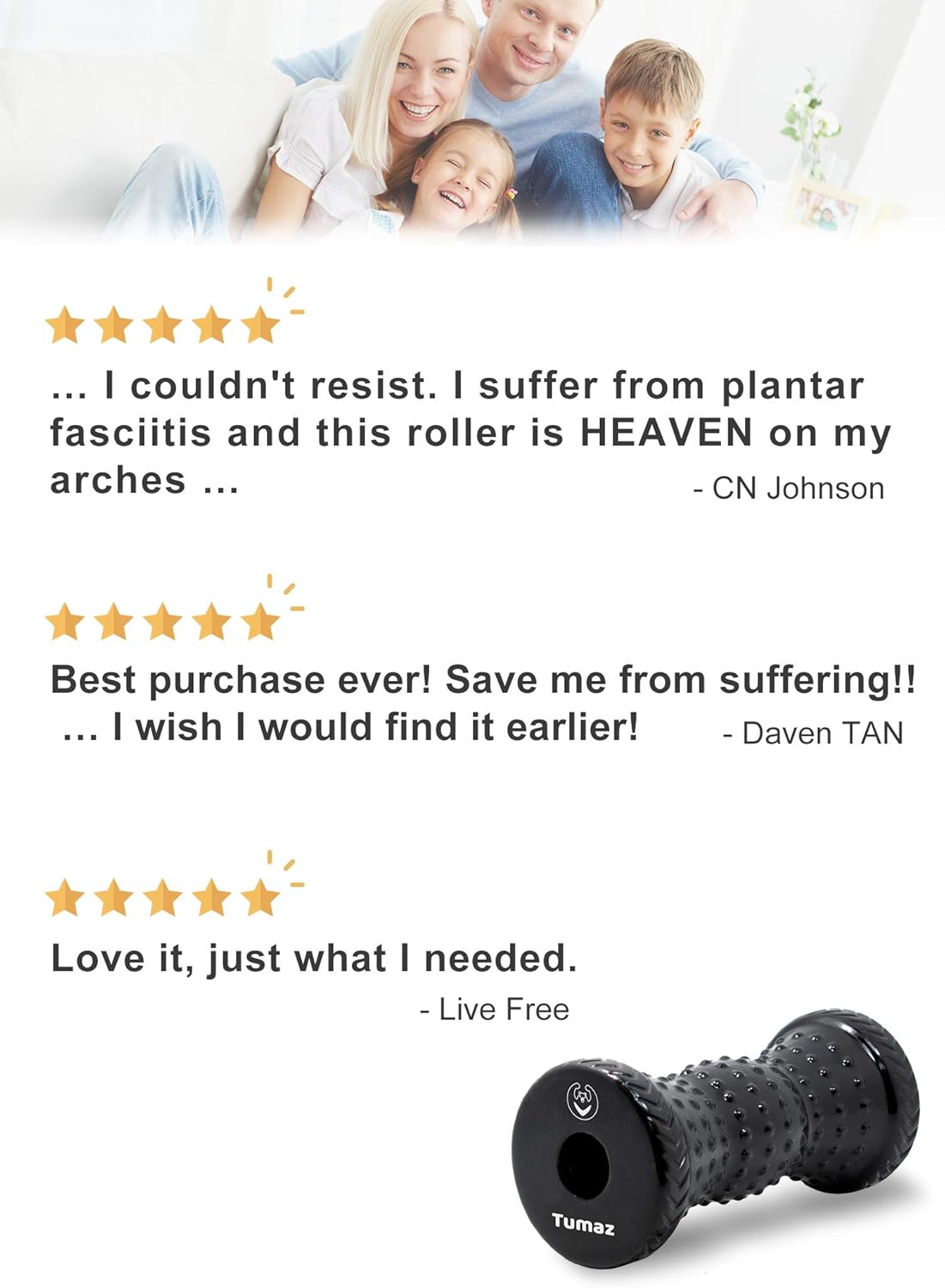 Tumaz Foot Roller, Ergonomic Designed Plantar Fasciitis Massage Roller for Relieving Plantar Fasciitis, Foot Arch Pain, Myofascial Pain Syndrome: Health & Personal Care