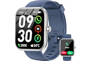 BOOOMIC Smart Watch with Alexa Built-in, 1.83" HD Touchscreen Fitness Tracker, Bluetooth Notifications/Calls, IP68 Waterproof, 120+ Sport Modes, 24/7 Heart Rate & Sleep Monitor for iPhone Android iOS (Blue)