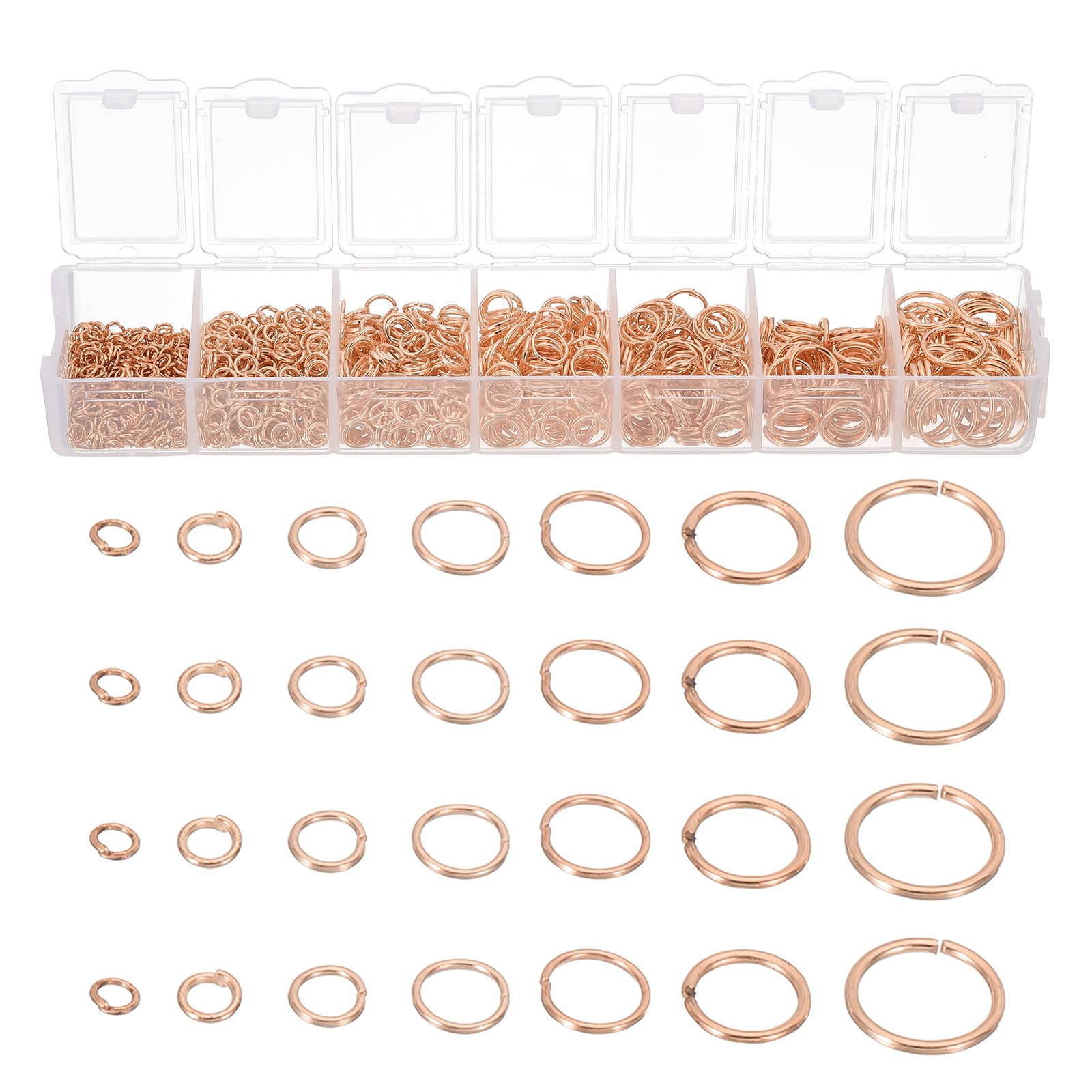 PATIKIL Jewelry Making Accessories Set, 4-10mm Open Jump Rings for Bracelet Necklace Making Findings Jewelry DIY, Rose Gold