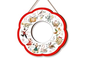 ROOWEST 12 Day of Christmas Wreath Decoration 12 Day of Christmas Ornament 12.6" Xmas Wreath for Front Door Religious Wooden Door Hanger Sign for Window Holiday Outdoor Indoor Home Wall Decor(Holiday Joy)