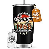 60th Birthday Gifts For Men Women, 1965 Birthday Gifts For Her Him, 60 Year Old Present, Turning 60 Year Old Gifts For Man, Woman, Mom, Dad, Wife, Husband, Sister - Vintage 1965 Tumbler with Keychain