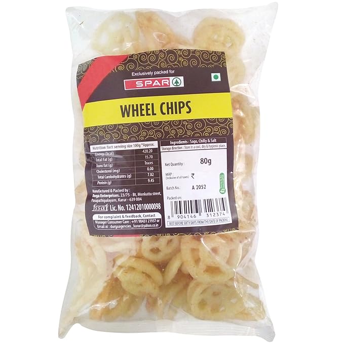 Spar Snacks Wheel Chips, 80g Pouch Amazon.in