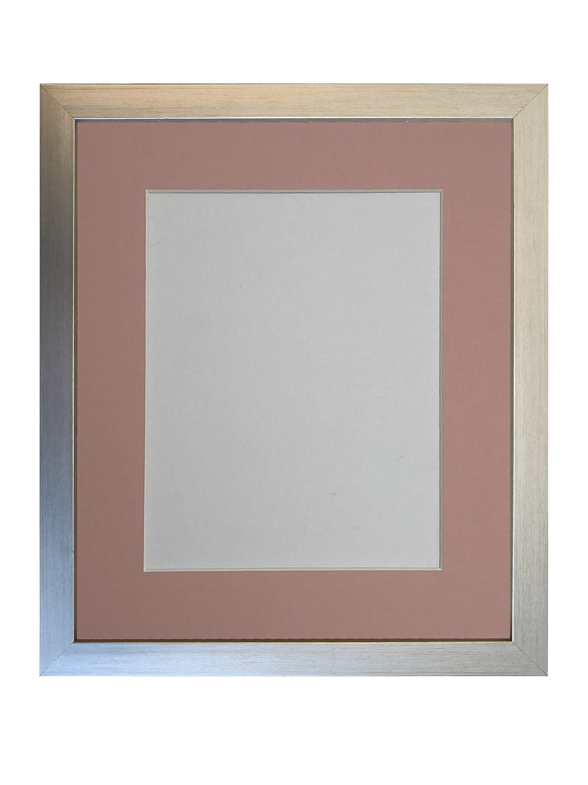 FRAMES BY POST 0.75 Inch Silver Picture Photo Frame with Pink Mount 20 X16 Image Size 16 x 12 Inch Plastic Glass