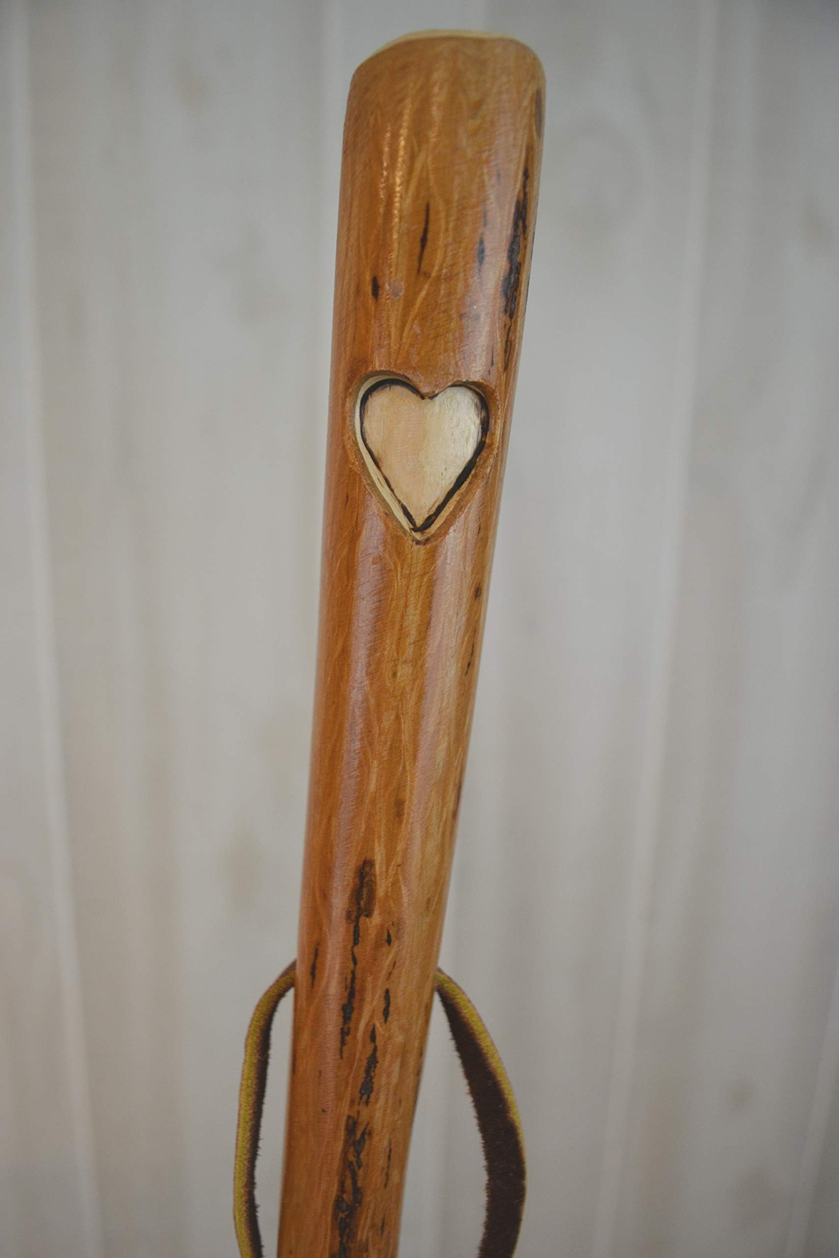 Hickory Walking Stick with Heart Carving - Personalized - Your Choice on Letters!! 54" Tall
