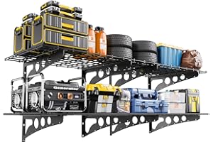 LBVSKK 2-Pack 2x4ft Garage Wall Shelving,47" *24"Heavy Duty Walls Shelf Storage Rack,1200LBS Shelving Wall Mounted for Garage,Kitchens,Storeroom,Basement,Rust-Proof,Easy Installation