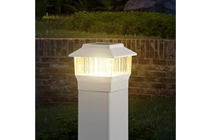 MOON-DE-AGE 50 Lumen Solar Post Lights, 3 Modes Outdoor Deck Fence Post Cap Lights - 4x4 3.5x3.5 4.5x4.5 or 5.5x5.5, LED Landscaping Patio Garden Yard Decoration Waterproof (1 Pack, White)