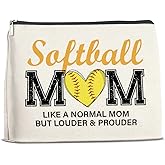 Softball Gifts Makeup Bag for Women, Christmas Birthday Gifts for Softball Lovers Team Players Coach Mother Girl Cosmetic Bag Travel Toiletry Pouch for Purse