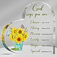 Yulejo Acrylic Christian Gifts for Women Inspirational Gifts with Bible Verse Prayers Religious Gifts Scripture Gifts for Women Men Friends Mom Valentines Birthday Gifts (Square Style)
