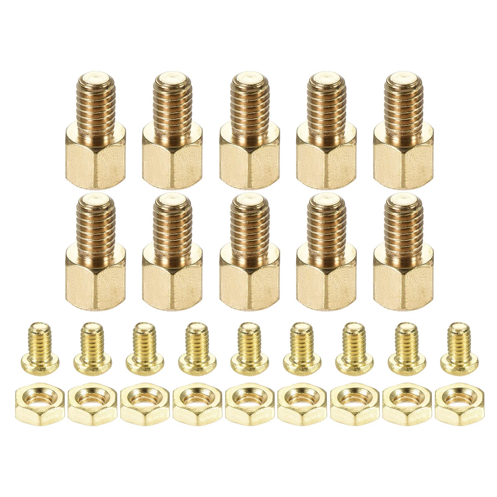 YOKIVE 10 Sets Brass Hex Threaded Spacer Screw Nut Kit, Spacer with Female-Male Thread | Raising The PCB Board, Great for Electronics Industries (M4 6+6mm)