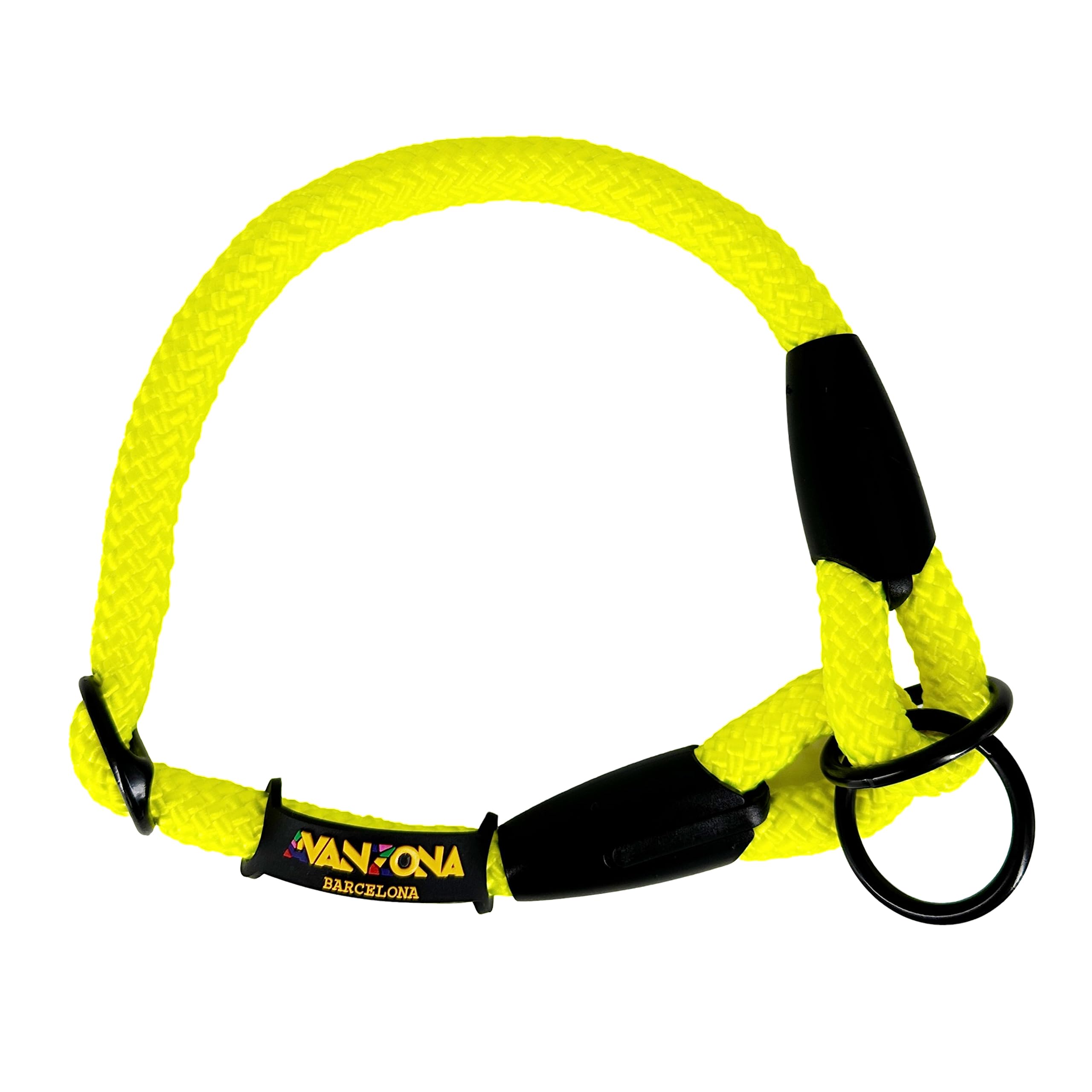 Training Collar for Dogs – Anti-Pull, Adjustable, Made Polyester Rope, Suitable for Small, Medium and Large Dogs, Made in Spain. Yellow. L(≤65CM).