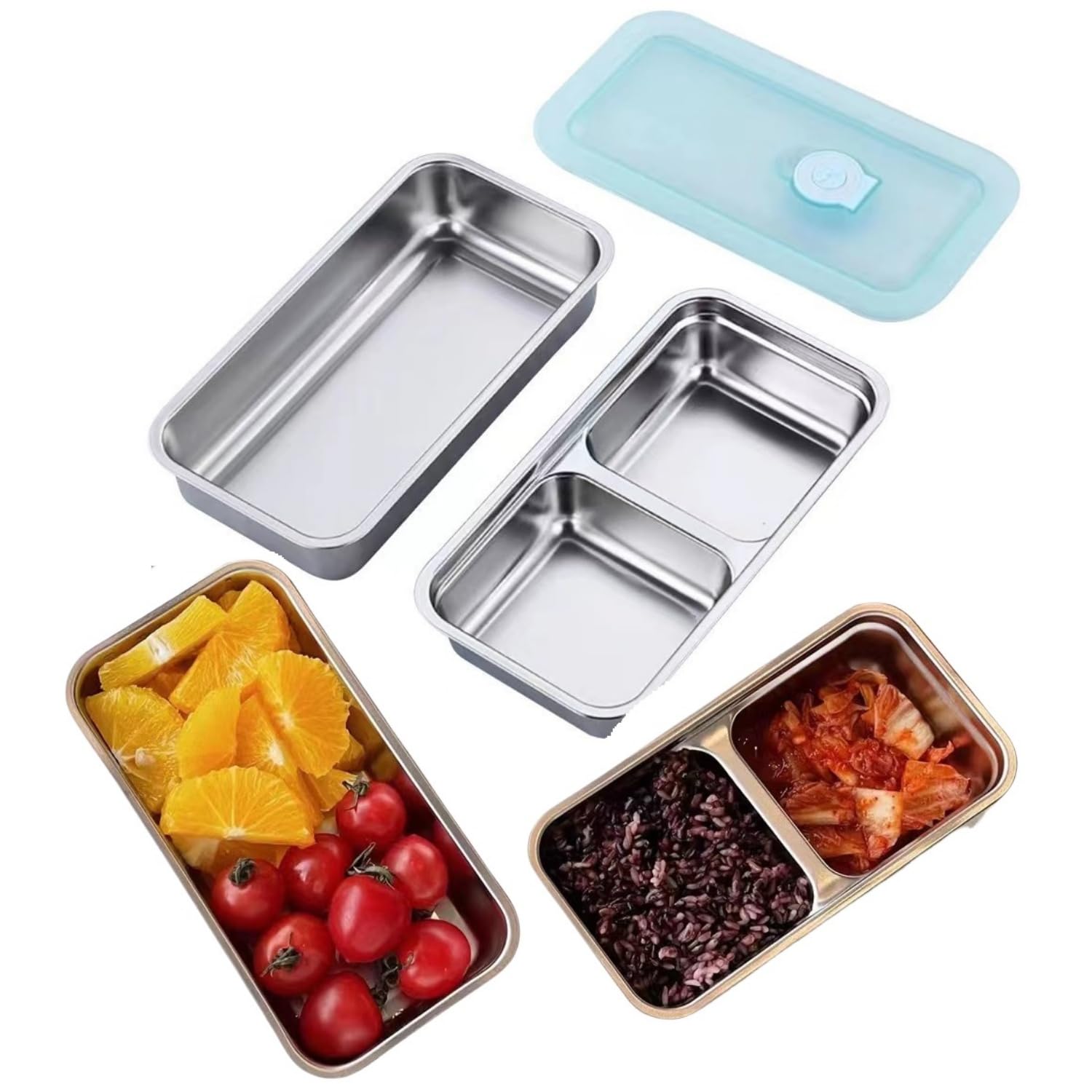 Photo 1 of Garloy Stainless Steel Snack Containers for Kids - Reusable Food Storage Containers with Lids, Leakproof & Durable, Ideal for Lunches, Travel, Picnics, Snacks (2-Pack)