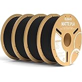 ELEGOO Matte PLA Filament Matte Black 4KG, 1.75mm 3D Printer Filament Dimensional Accuracy +/- 0.02mm, 4pcs 1kg Carboard Spool (2.2lbs) for Most FDM 3D Printers