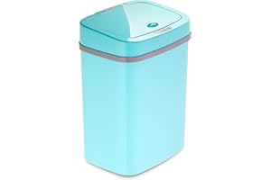 Ninestars, 3 Gal, Teal Blue DZT-12-5TB Bedroom or Bathroom Automatic Touchless Infrared Motion Sensor Trash Can, 12 L, ABS Plastic (Rectangular, Trashcan