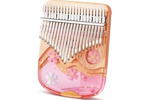 Kalimba 21 Keys Thumb Piano in Crystal & Wood with Portable EVA Bag, Tune Hammer, Thumb Pianos Finger Harp, Mbira Finger Pian