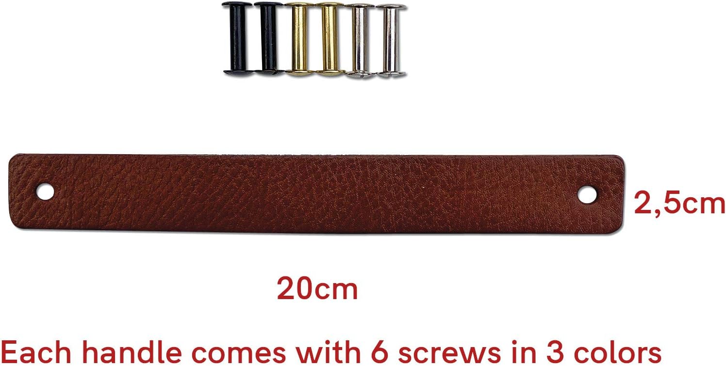 Brute Strength, Leather Handles for Furniture, Cognac, 12 pcs, 20 x 2,5 cm, Cabinet Handle, Door Handle for Kitchen Bathroom - Image 4