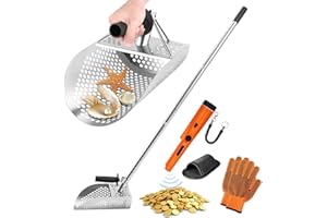 Fuairmee Sand Scoop for Metal Detecting with Handle&Metal Detector Pinpointer, Stainless Steel Detector Accessories, Metal Detector Scoop, Metal Detector Accessoriesfor Beach, Seaside Treasure Hunting