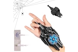 XspideM Upgraded Spider Web Shooters for Kids, Web Launcher String Shooters Toy Real Spider Silk [9.5ft Range], Cool Gadgets for Halloween Kids Superhero Role-Playing, New Evil DarkBlack