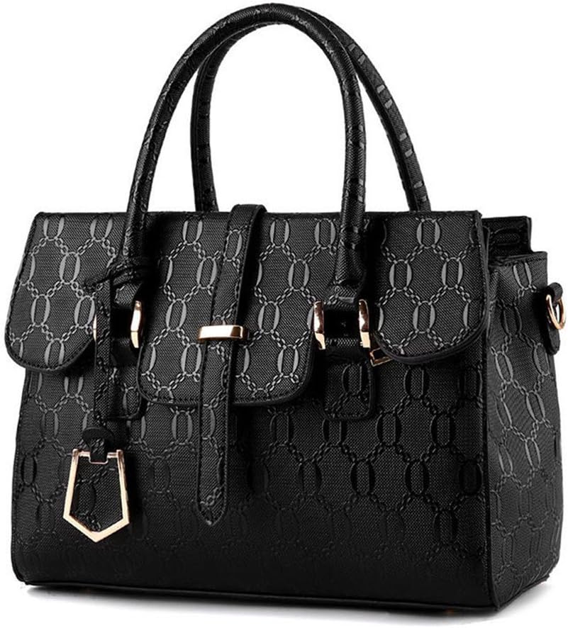SOTICA Women’s Leather Boutique Tote Bag Top Handle Handbag Shoulder Bags (black)