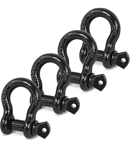 2-Ton D-Ring Bow Shackles - Red/Black Tow Shackle Isolators For Off-Road Vehicles (2-Pack)