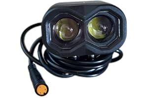 Ebike Horn Front Light with 3 Pin M8 Male/Female Waterproof Connector 115 Lux Brightness Night Riding Headlight for Mountain 