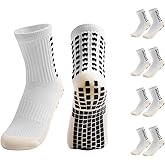 Yufree 4 Pairs Youth Grip Soccer Socks Grip Socks Kids Boys Girls Athletic Sport for Baseball Football Basketball