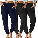 JoyMotion 3 Pack Women's Plus Size Sweatpants Joggers Baggy Interior Drawstring Athletic Elastic Waisted Pants with Pockets