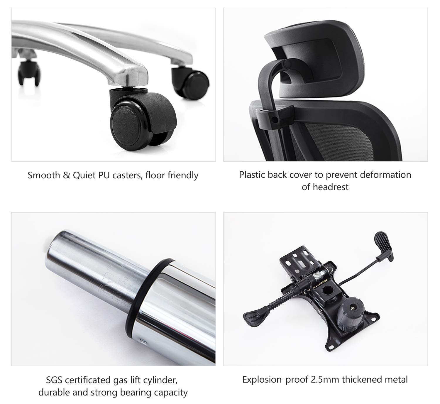 Ticova Ergonomic Office Chair with Adjustable Headrest, Armrest and