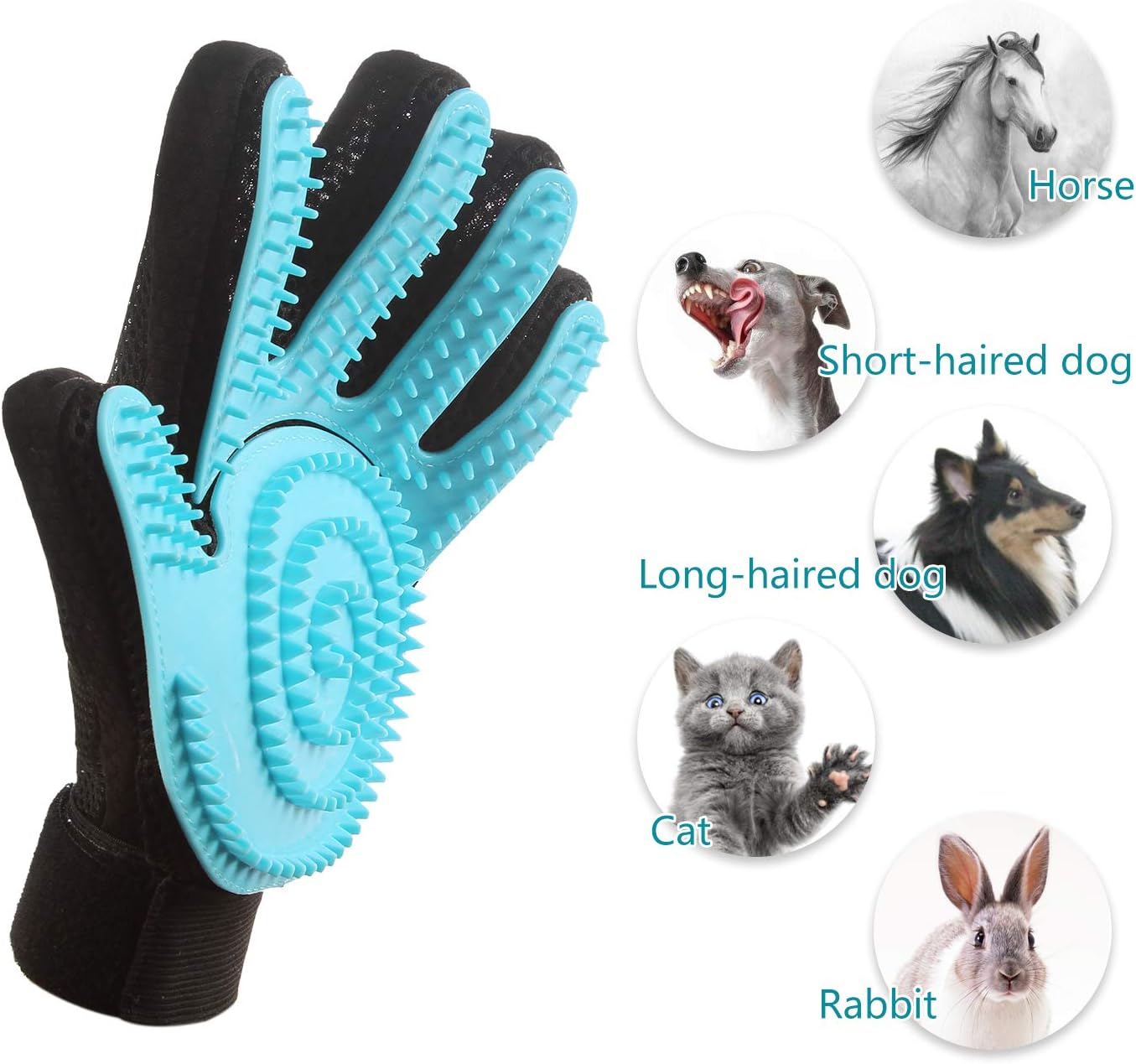 Fastdeer Pet Grooming Glove Cat Brush Horse Brush For Long Short