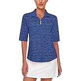 Misyula Womens Golf Shirt Quick Dry Half Sleeve Quarter Zip Polo Workout Tops Tennis Shirts M-3XL